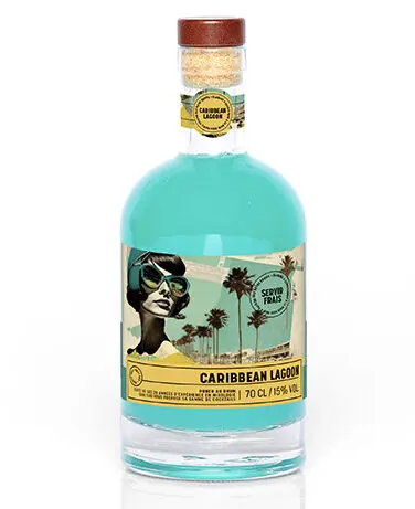 Bouteille de punch au rhum Caribbean Lagoon Quai Sud avec ananas et menthe