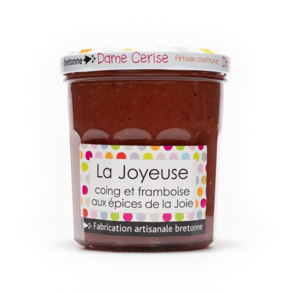 Confiture La Joyeuse Dame Cerise coing framboise épices pot artisanal épicerie fine texture avec morceaux fruits