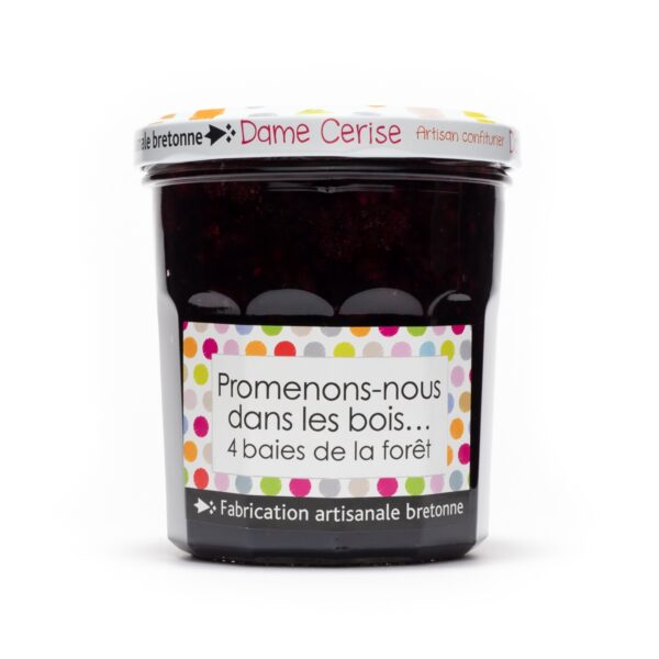 Confiture Promenons-nous dans les bois Dame Cerise fruits des bois fraise framboise mûre myrtille pot artisanal épicerie fine