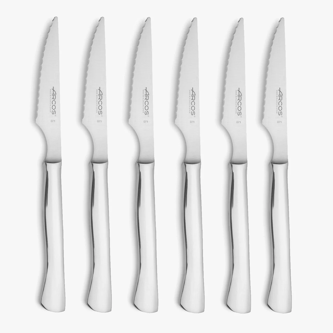 Coffret 6 couteaux à steak Arcos 378000 lame crantée inox 110 mm monobloc vue produit table cuisine